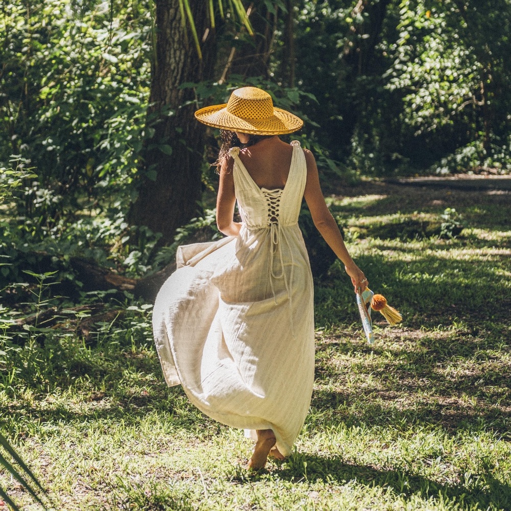 Natural Rough Soraya Dress - Handcrafted Artisan Organic Cotton Dress - One Size